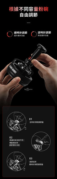 MHW-3BOMBER Distribuidor de café giratorio Cyclone de 58,35 mm | Aguja mezcladora profesional, resuelve el efecto canalización, negro