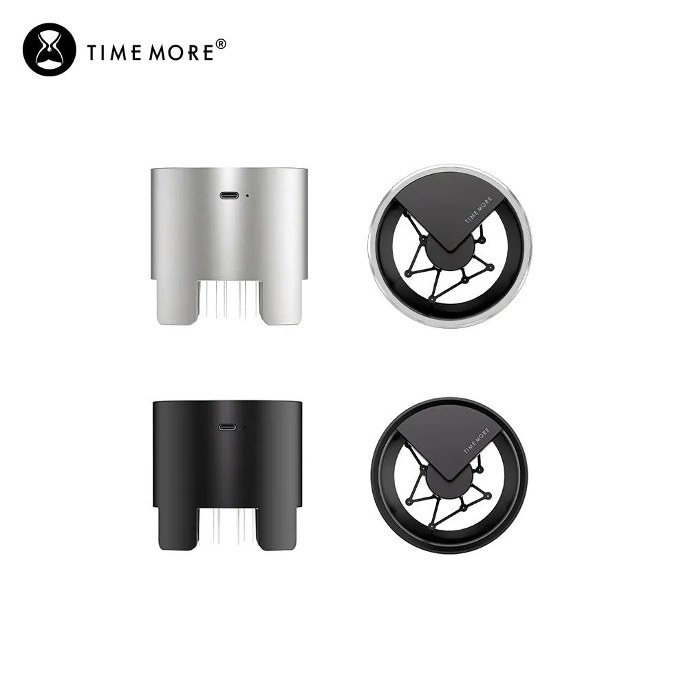 TIMEMORE 泰摩 旋影電動針式布粉器 58mm WDT布粉器 自動布粉 義式咖啡 曜石黑 銀色