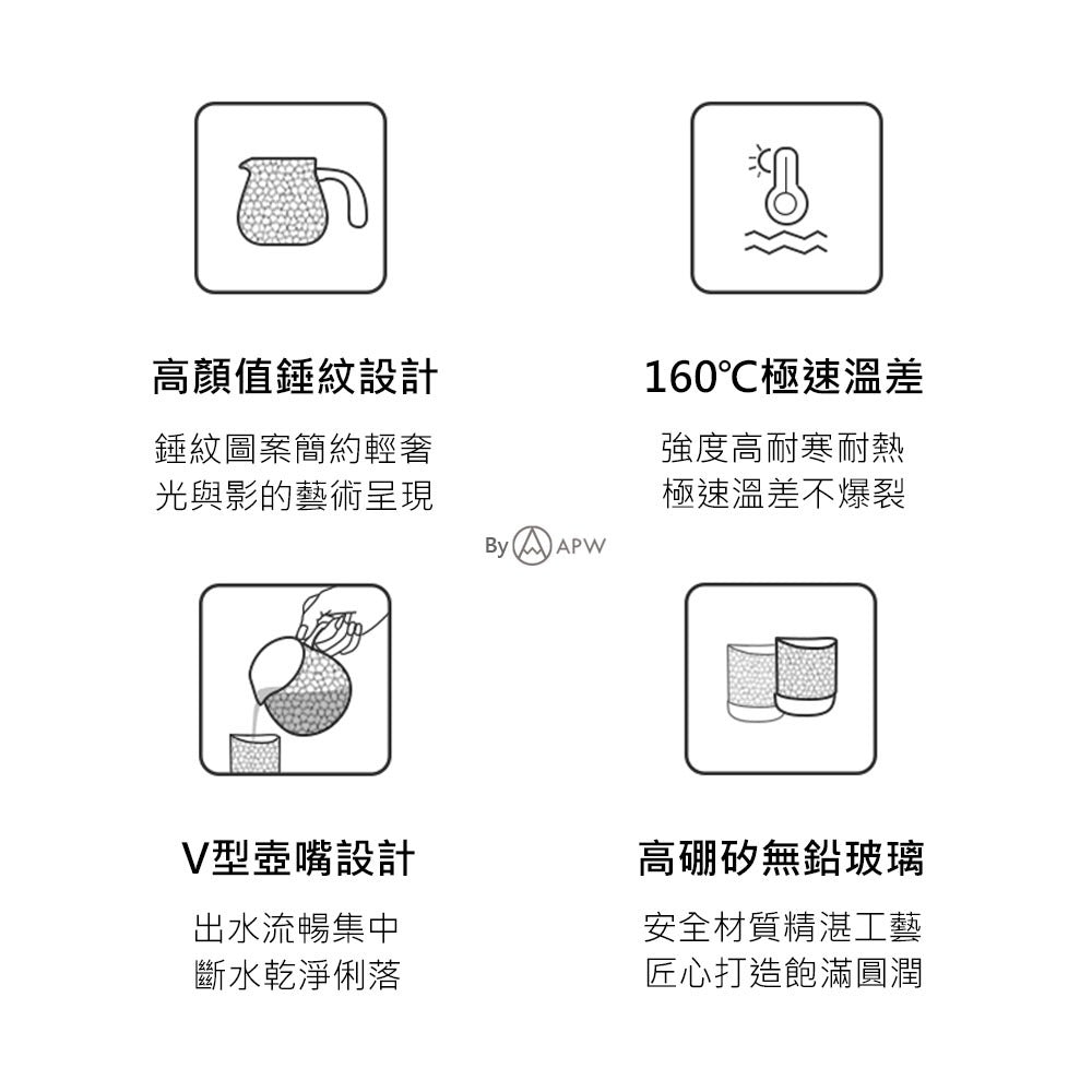 泰摩 Timemore 錘目紋玻璃咖啡分享壺